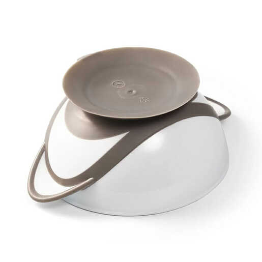 BabyOno Posuda za hranjenje + žlica, siva