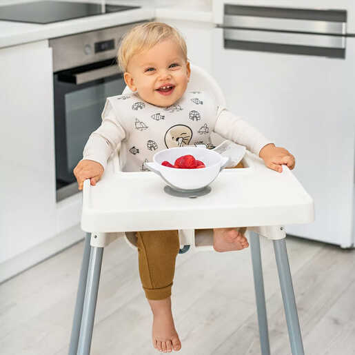 BabyOno Posuda za hranjenje + žlica, siva