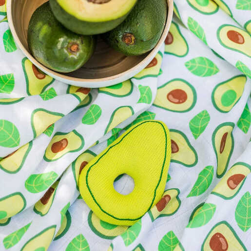 BabyOno Swaddles tetra pelene za povijanje + zvečka, avokado