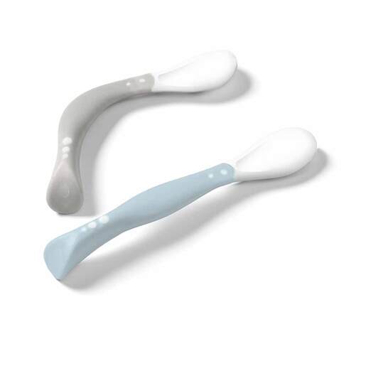 BabyOno Elastične žličice 2 komada, pastelno siva/plava