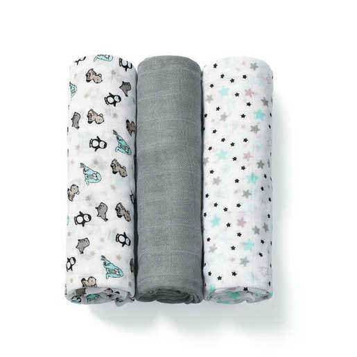 BabyOno Bambus tetra pelene siva