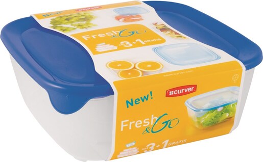 CURVER Set posuda za spremanje hrane, Fresh&Go, 0,25L + 0,8L + 1,7L + 2,9L