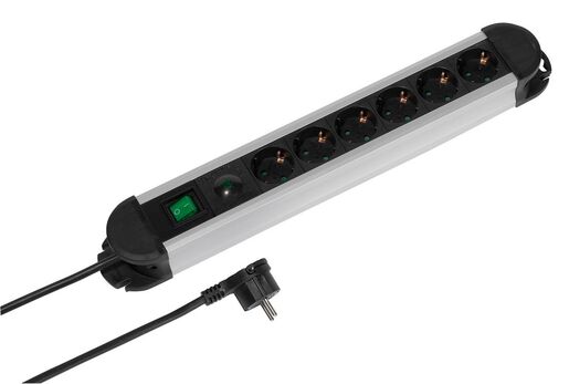 VIVANCO strujna letva, Professional, 6 ulaza s prekidačem, s prenaponskom zaštitom, 1.6m, crna