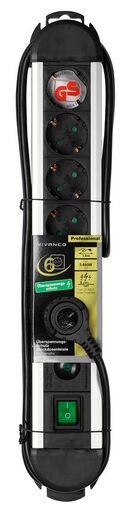 VIVANCO strujna letva, Professional, 6 ulaza s prekidačem, s prenaponskom zaštitom, 1.6m, crna