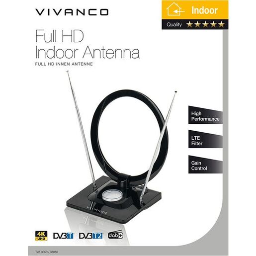VIVANCO antena 38885,  Full HD, unutarnja, prstenast dizajn, podesiva, LTE Filter