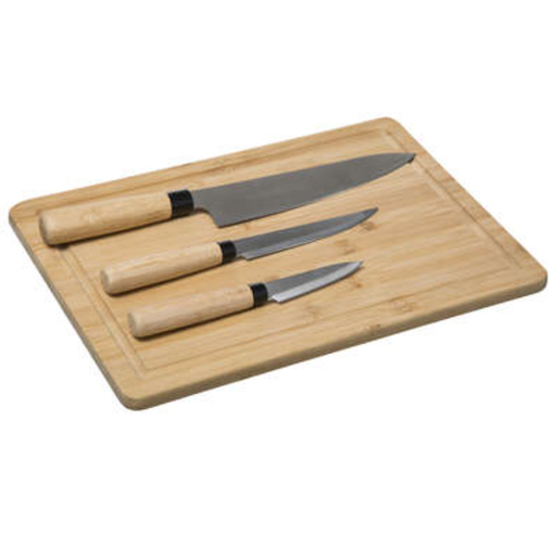 FIVE daska za rezanje s 3 noža 35x25x4 cm, bambus