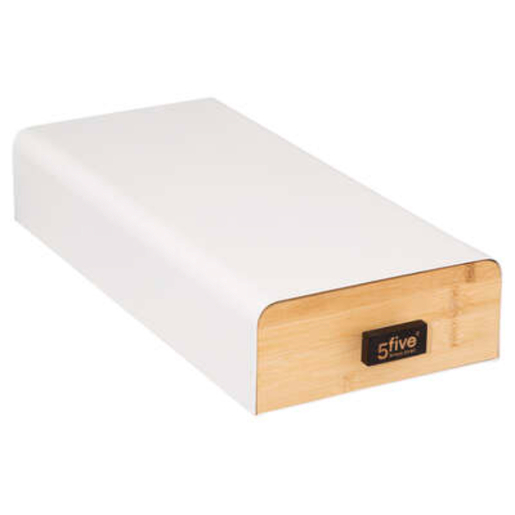 FIVE držač kapsula Modern 17.8x38x7.3 cm, metal/bambus, bijeli