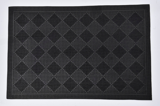LUANCE otirač Drew 40x60 cm, karirani, gumeni, crni