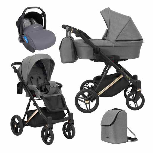 Dječja kolica 3u1 Kunert Lazzio Premium Copper, svijetlo siva