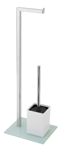FERIDRAS držač toletnog papira i WC četke 70,5 cm, kromirani čelik /PVC/kaljano staklo, bijeli