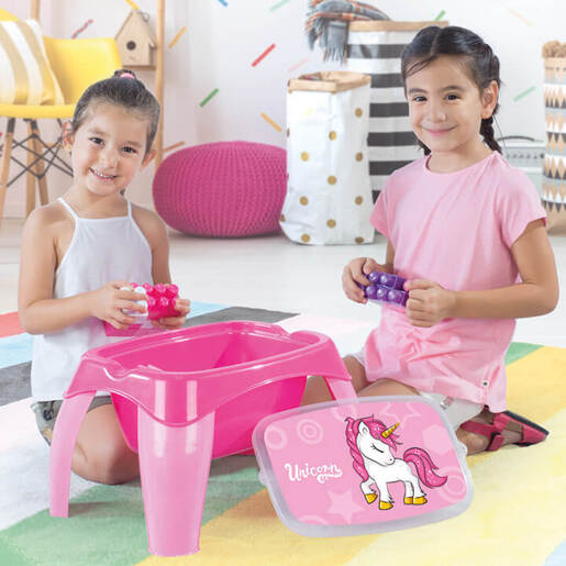 Stolić za igru sa 30 kockica jednorog rozi