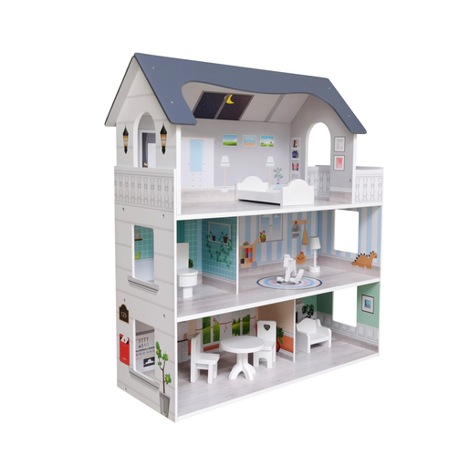 FREE 2 PLAY drvena kućica iz snova za lutke, siva