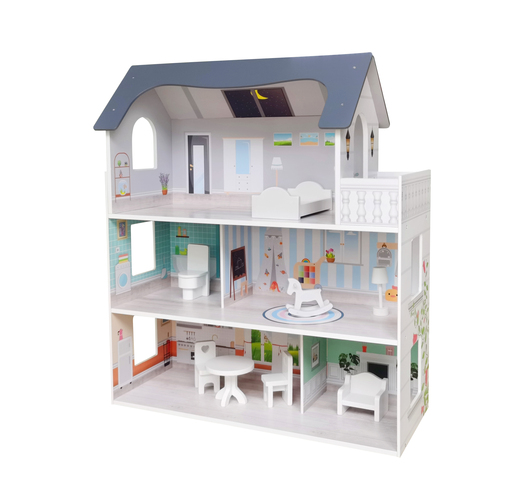 FREE 2 PLAY drvena kućica iz snova za lutke, siva