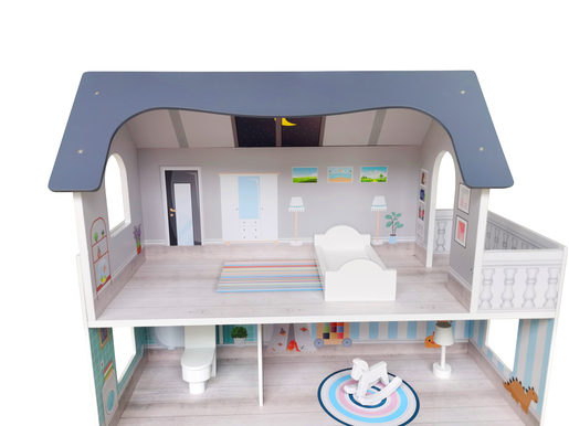 FREE 2 PLAY drvena kućica iz snova za lutke, siva