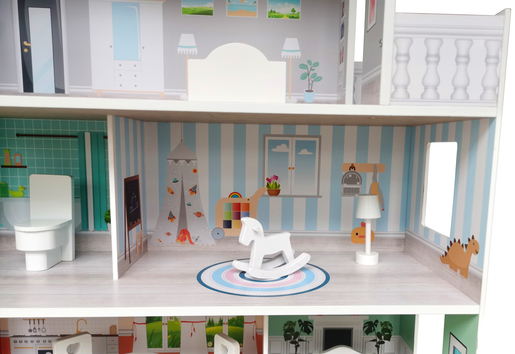 FREE 2 PLAY drvena kućica iz snova za lutke, siva