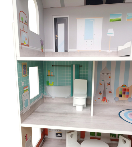 FREE 2 PLAY drvena kućica iz snova za lutke, siva