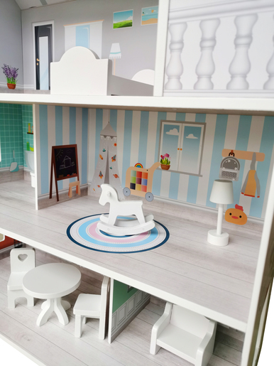 FREE 2 PLAY drvena kućica iz snova za lutke, siva