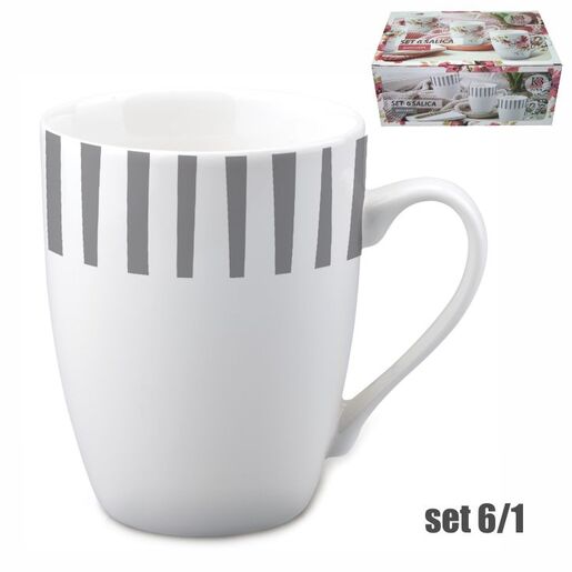 Porculanske šalice  6/1, 400 ml, prugasti dekor