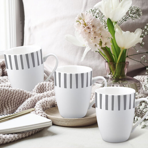 Porculanske šalice  6/1, 400 ml, prugasti dekor