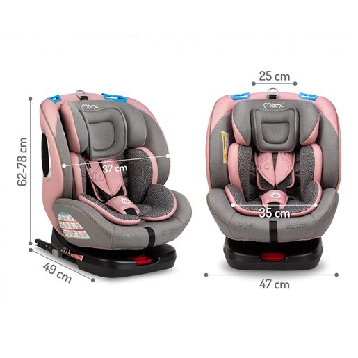 MoMi Tordi autosjedalica 360, Isofix, 0-36 kg, roza