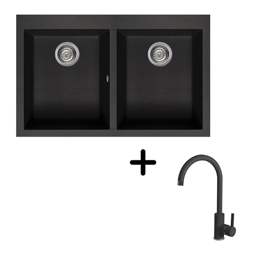 Elleci Quadra 350 sudoper + slavina C01 Nero