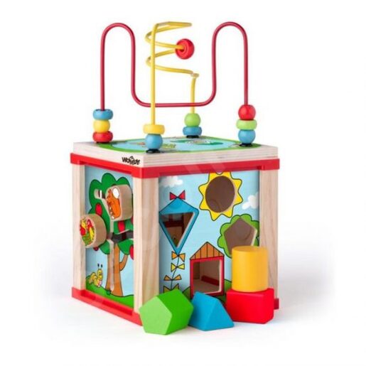 Drvena didaktička kocka s labirintom