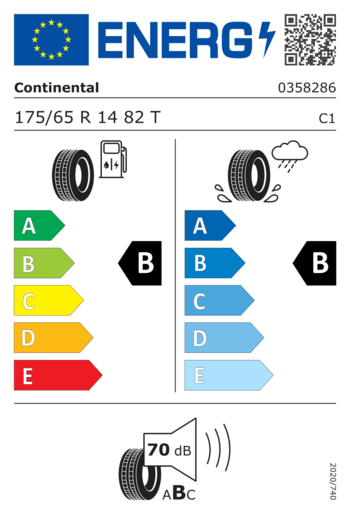 Continental 175/65R15 UltraContact 84T, Pot:B, Pri:A, Buka: B70dB