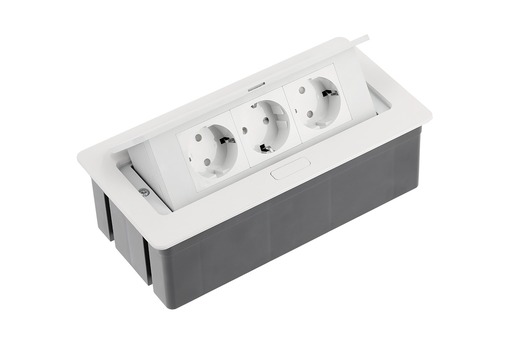 Ugradna utičnica Soft 3 x šuko s 1,5 m kabla, bijela