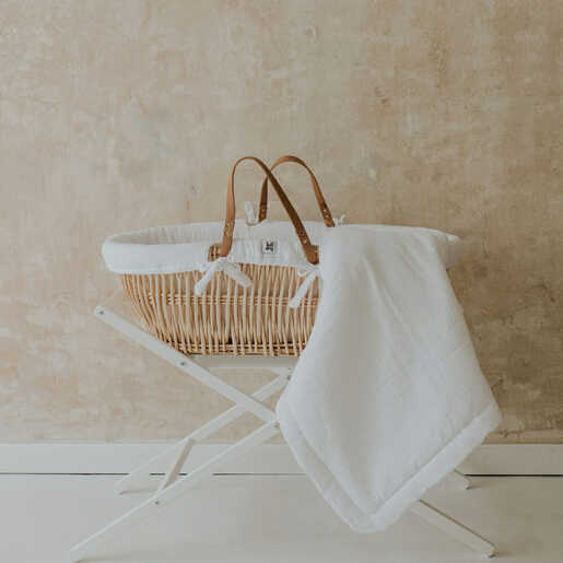 Bellamy Moses set (posteljina/navlaka, plahta, prekrivač i jastuk s udubljenjem za glavu), bijeli