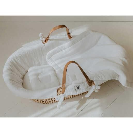 Bellamy Moses set (posteljina/navlaka, plahta, prekrivač i jastuk s udubljenjem za glavu), bijeli