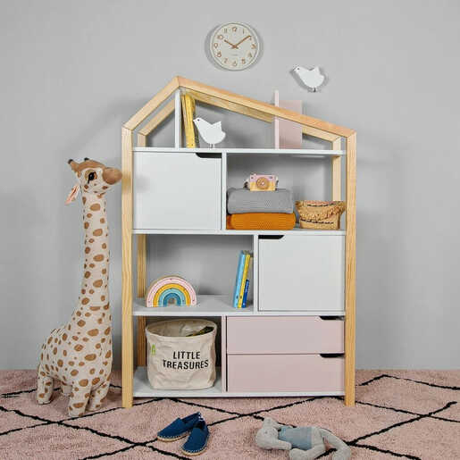 Bellamy Manhattan Phoebe polica za knjige, bijelo/roza