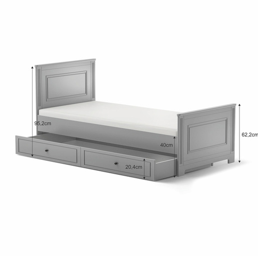 Bellamy Ines Junior krevet s ladicom 200 x 90 cm, sivi