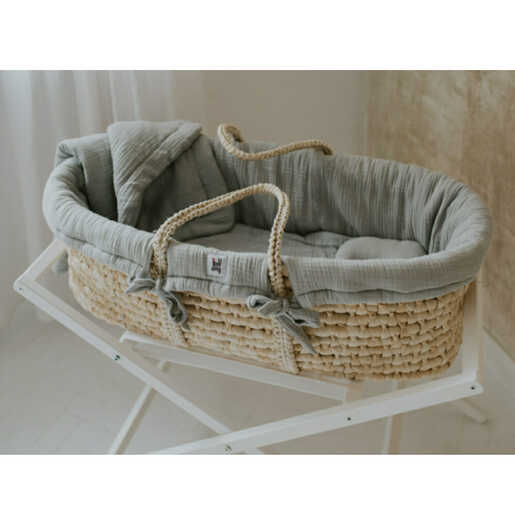 Bellamy Moses set (posteljina/navlaka, plahta, prekrivač i jastuk s udubljenjem za glavu), sivi