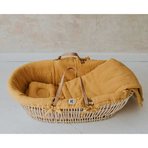 Bellamy Moses set (posteljina/navlaka, plahta, prekrivač i jastuk s udubljenjem za glavu), narančasti