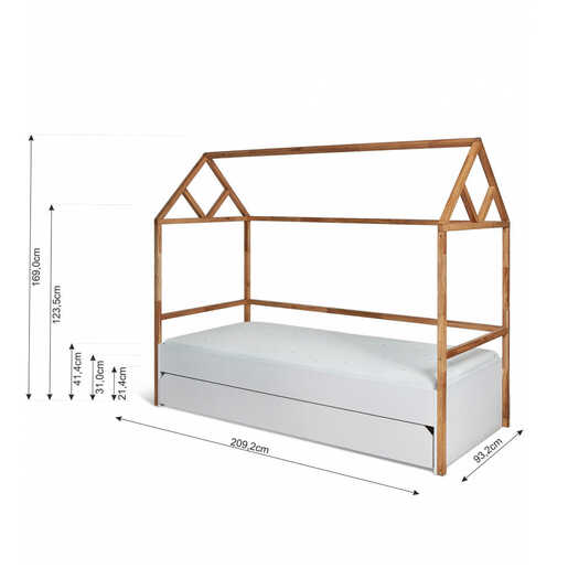 Bellamy Lotta krevet kućica s ladicom 200 x 90 cm, bijeli