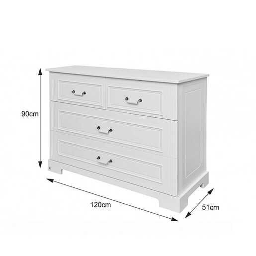 Bellamy Ines komoda s 4 ladice, bijela