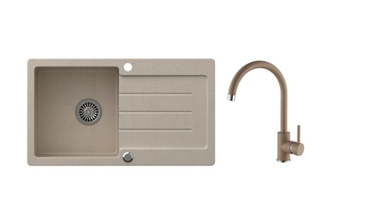 SINK SOLUTION set sudopera i slavine COMO, bež