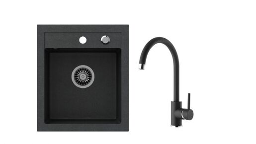 SINK SOLUTION set sudopera i slavine PARMA, crni