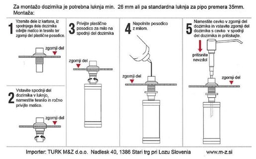 SINK SOLUTION kvadratni dozator deterdženta za sudoper, krom