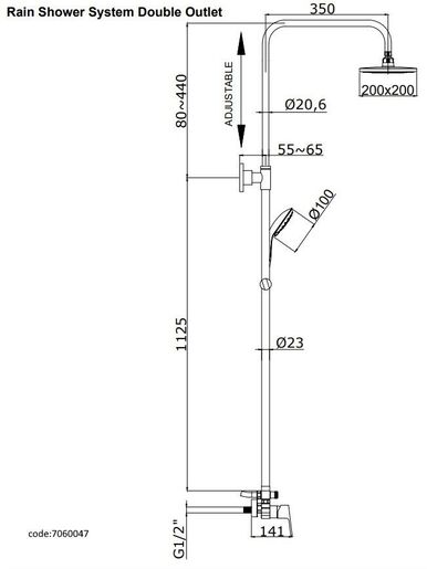 SINK SOLUTION kupaonski tuš AZZURE, krom