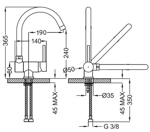 SINK SOLUTION kuhinjska slavina PETRA, krom