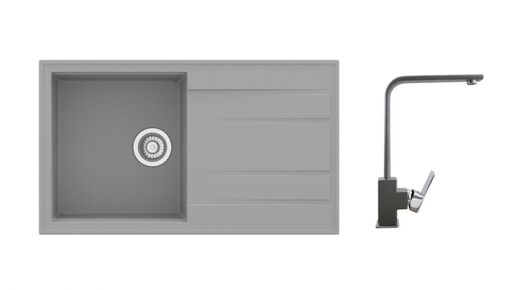 SINK SOLUTION set sudopera i slavine MODENA, sivi