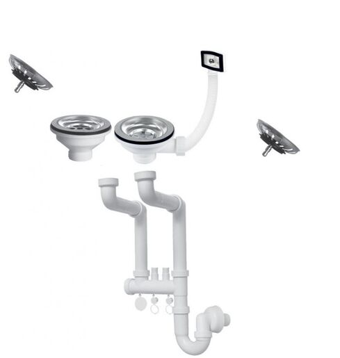 SINK SOLUTION sifon 2 x 3 1/2" vertikalni pomoćni preljev