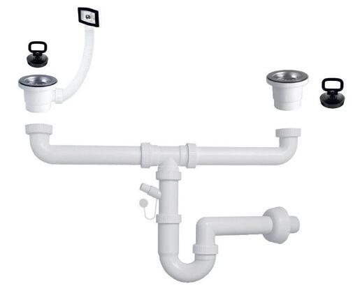 SINK SOLUTION sifon 2x 1 1/2" vertikalni pomoćni preljev