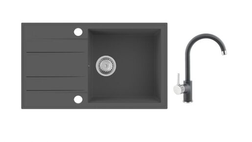 SINK SOLUTION set sudopera i slavine ROMA, sivi