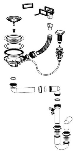 SINK SOLUTION kvadratni sifon POP-UP 1x 3 1/2" prostorni