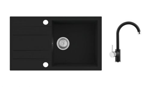 SINK SOLUTION set sudopera i slavine ROMA, crni