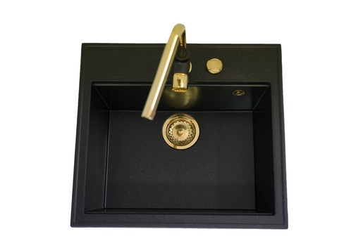 SINK SOLUTION set sudopera i slavine LYON, crno-zlatni