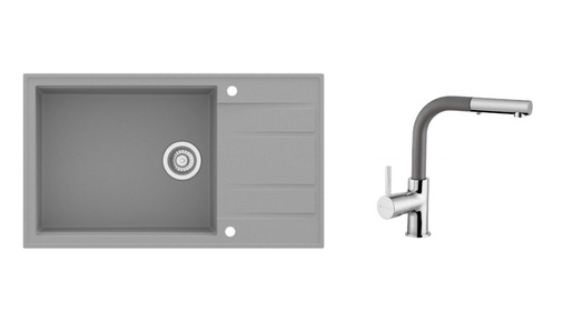 SINK SOLUTION set sudopera i slavine BILBAO, sivi