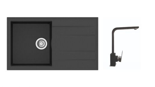 SINK SOLUTION set sudopera i slavine MODENA, crni